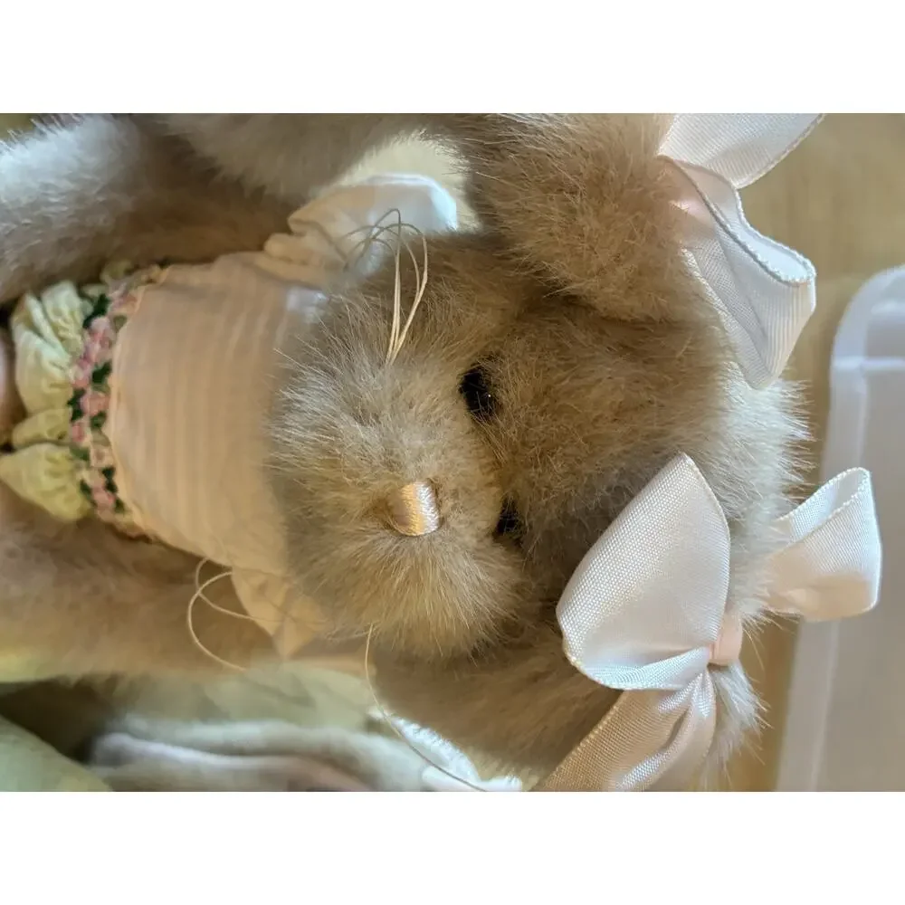 Vtg Bearington Collection Meg Egg Easter Bunny Rabbits Plush Twin Sister Lot 2